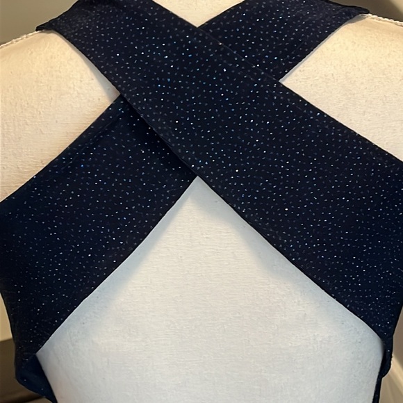 Susan Roselli for Vijack Navy Blue Sparkling Effect Long Gown. Unique Back Sm - Picture 5 of 16